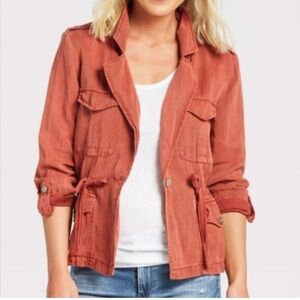 Sanctuary Anthropologie Linen Utility Jacket Rust Red Medium